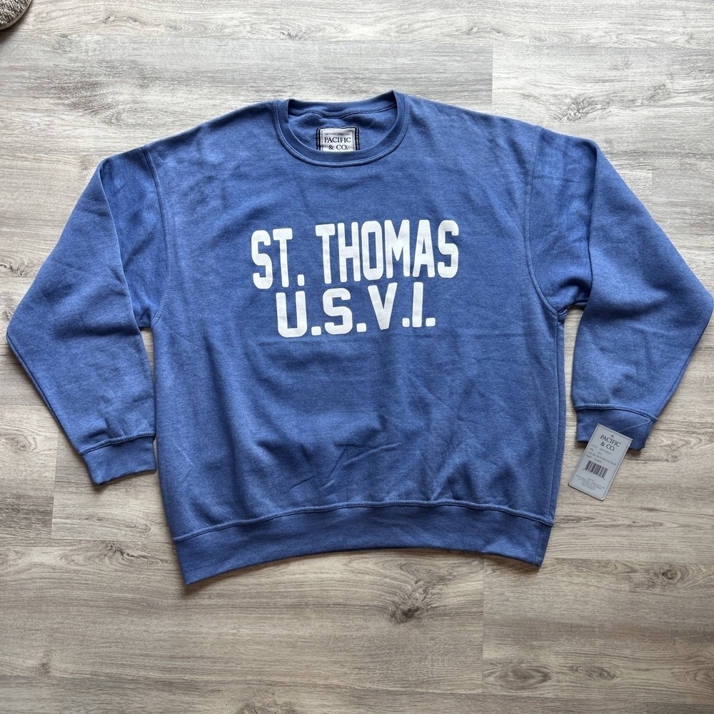 Pacific & Co Womens 3XL Crew Neck Sweatshirt St Thomas USVI Blue USW220XX